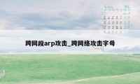 跨网段arp攻击_跨网络攻击字母