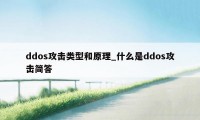 ddos攻击类型和原理_什么是ddos攻击简答