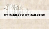 黑客攻击有什么好处_黑客攻击能立案吗吗