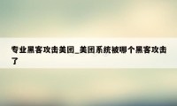 专业黑客攻击美团_美团系统被哪个黑客攻击了