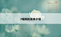 7暗网的简单介绍