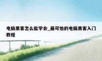 电脑黑客怎么能学会_最可怕的电脑黑客入门教程