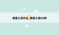 黑客入侵平台_黑客入侵AV界