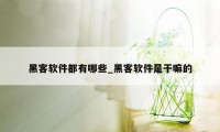 黑客软件都有哪些_黑客软件是干嘛的