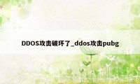 DDOS攻击破坏了_ddos攻击pubg