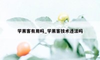 学黑客有用吗_学黑客技术违法吗