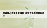 黑客技术自学中文网站_黑客技术自学韩语老王