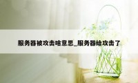 服务器被攻击啥意思_服务器给攻击了