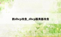 防dhcp攻击_dhcp服务器攻击