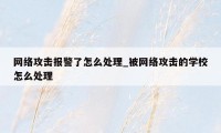 网络攻击报警了怎么处理_被网络攻击的学校怎么处理