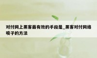 对付网上黑客最有效的手段是_黑客对付网络喷子的方法