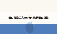 端口扫描工具snoop_微软端口扫描