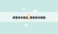 黑客技术排名_黑客技术排版