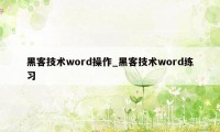 黑客技术word操作_黑客技术word练习