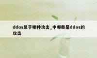 ddos属于哪种攻击_中哪些是ddos的攻击