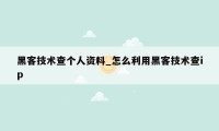 黑客技术查个人资料_怎么利用黑客技术查ip