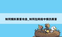 如何模拟黑客攻击_如何在网络中模仿黑客