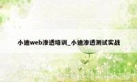 小迪web渗透培训_小迪渗透测试实战