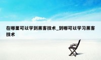 在哪里可以学到黑客技术_到哪可以学习黑客技术