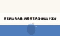 黑客网名和头像_网络黑客头像情侣名字王者