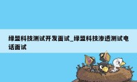 绿盟科技测试开发面试_绿盟科技渗透测试电话面试