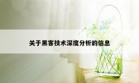 关于黑客技术深度分析的信息