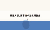 黑客入群_黑客技术怎么踢群主