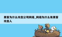 黑客为什么攻击公司网络_网络为什么有黑客攻击人