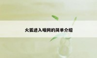 火狐进入暗网的简单介绍