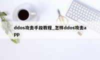 ddos攻击手段教程_怎样ddos攻击app