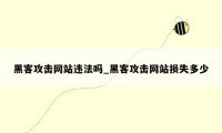 黑客攻击网站违法吗_黑客攻击网站损失多少