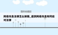 网络攻击法律怎么制裁_遇到网络攻击如何应对法律