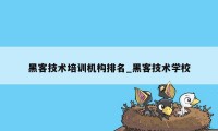 黑客技术培训机构排名_黑客技术学校