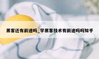 黑客还有前途吗_学黑客技术有前途吗吗知乎