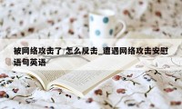 被网络攻击了 怎么反击_遭遇网络攻击安慰语句英语