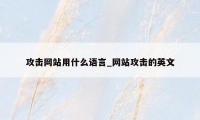 攻击网站用什么语言_网站攻击的英文