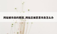 网站被攻击的原因_网站总被恶意攻击怎么办