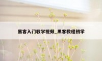 黑客入门教学视频_黑客教程初学